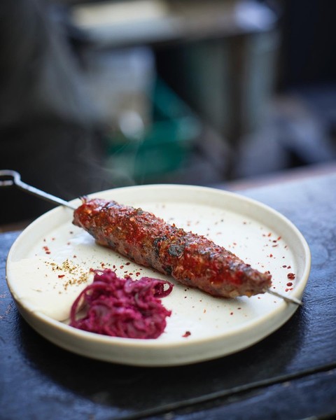 aged beef mince, bone marrow, some classic Turkish seasoning, and dressed with pasilla chili oil. Served with our house red sour kraut kofte